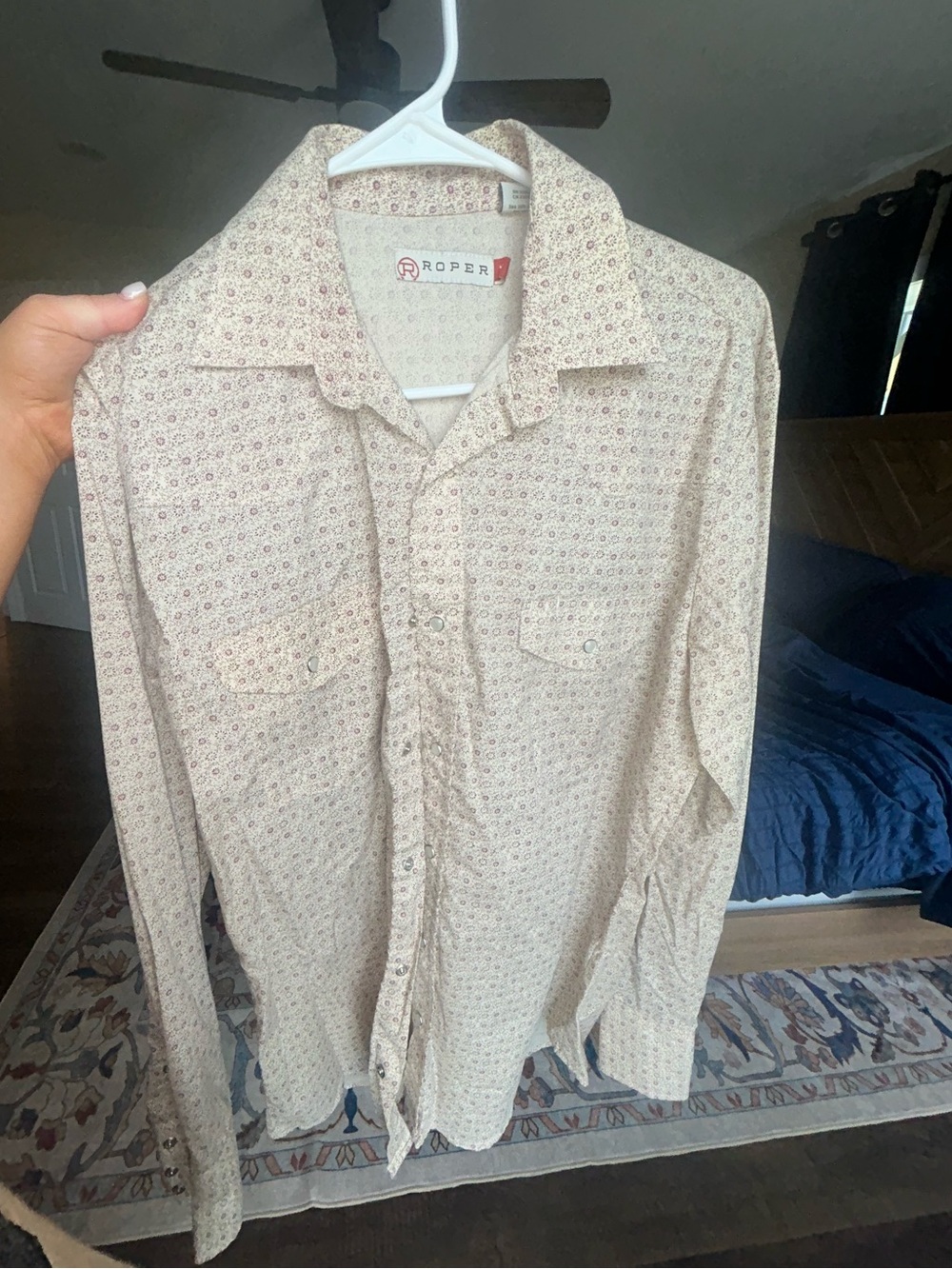 Roper Pearl Snap Button Up Men Medium